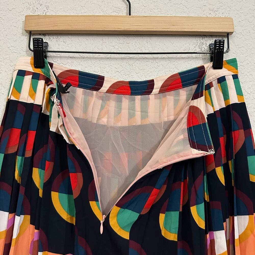J.CREW 365 Skirt Multicolor Geometric Pleated Midi Psychedelic AOP - Picture 7 of 13